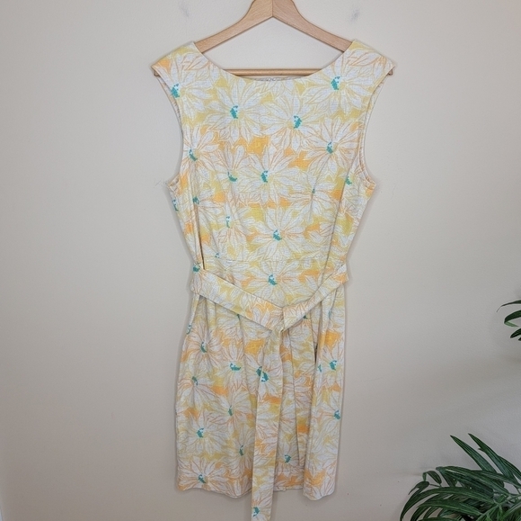 NWT Pendleton | Gloria Yellow Floral Shift Dress with Matching Belt - Picture 2 of 8